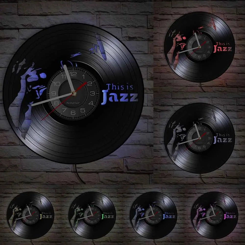 A collection of vintage vinyl records featuring the text This is Jazz displayed against a brick wall background.