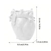 White heart-shaped resin pen organizer for desk with dimensions 11 cm tall and 9.5 cm wide.