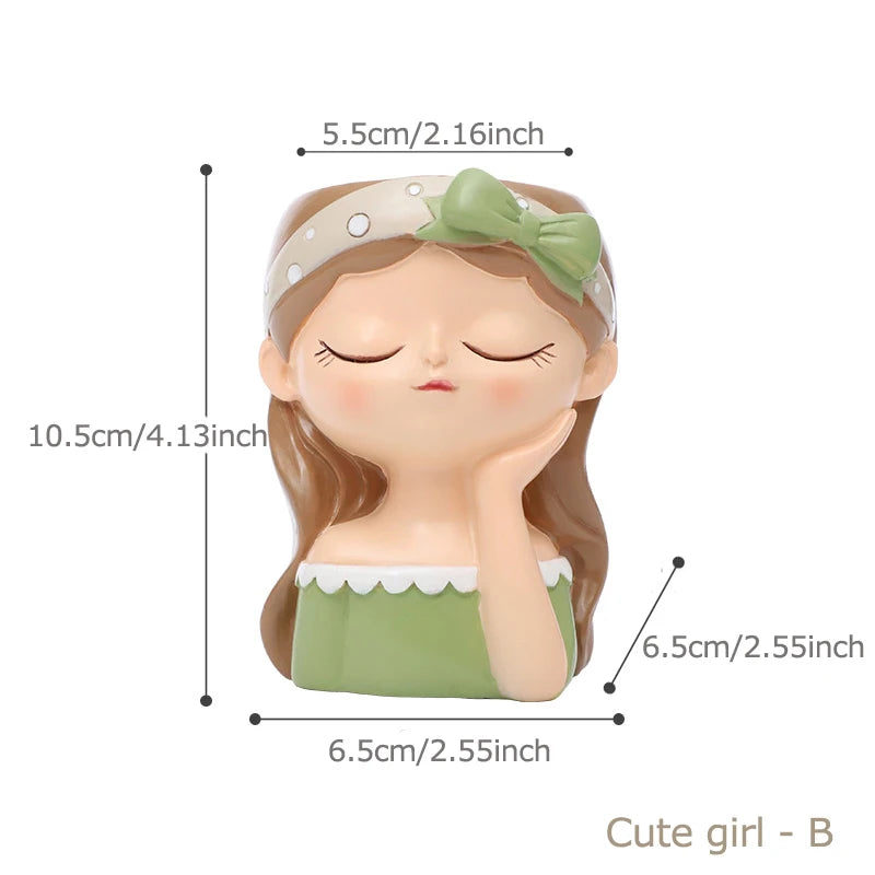 Resin Cartoon Girl Flower Planter