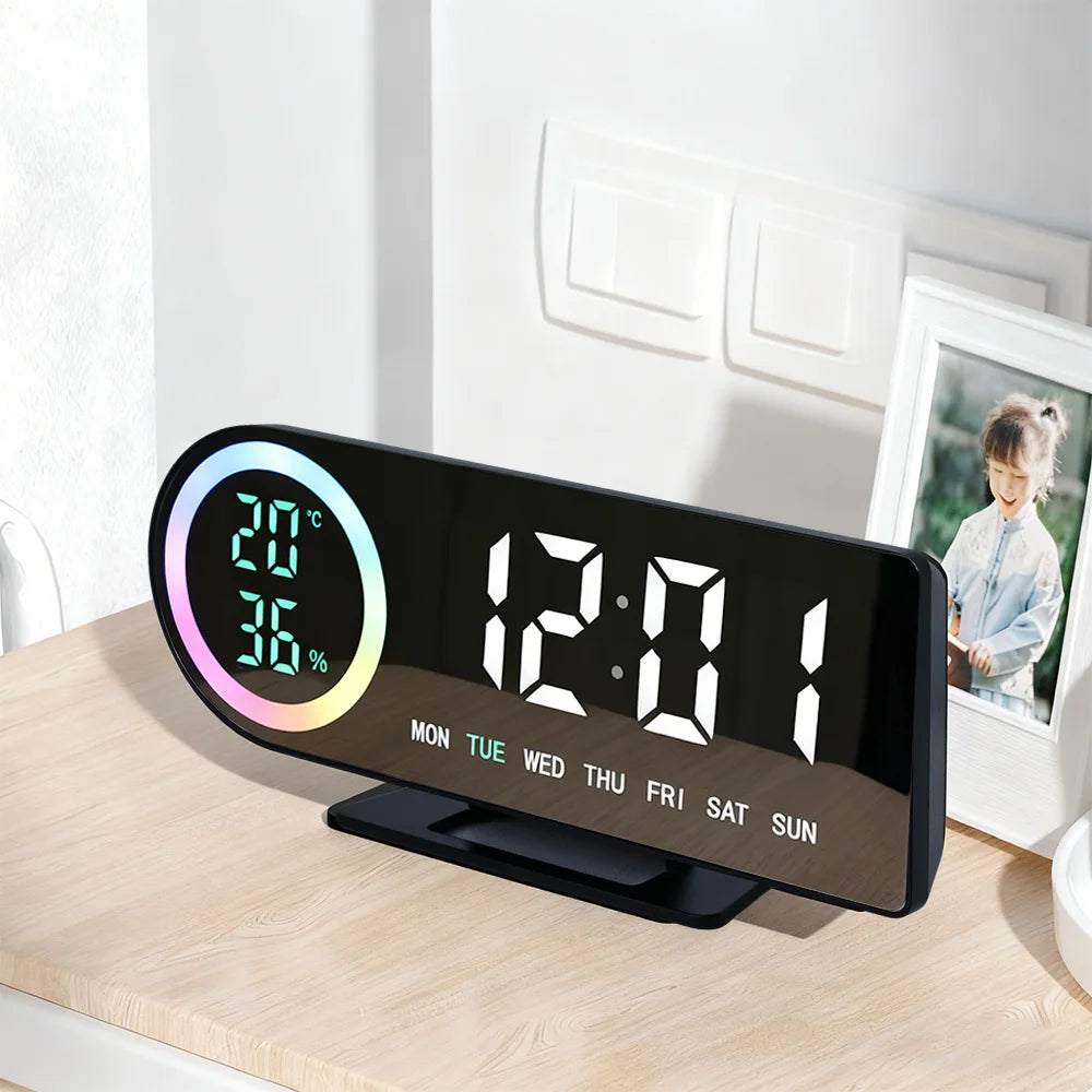 LED Digital Alarm Clock with 7-Color Display