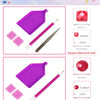 A set of square and round diamond tools for a diamond painting kit, showing various sizes and dimensions.