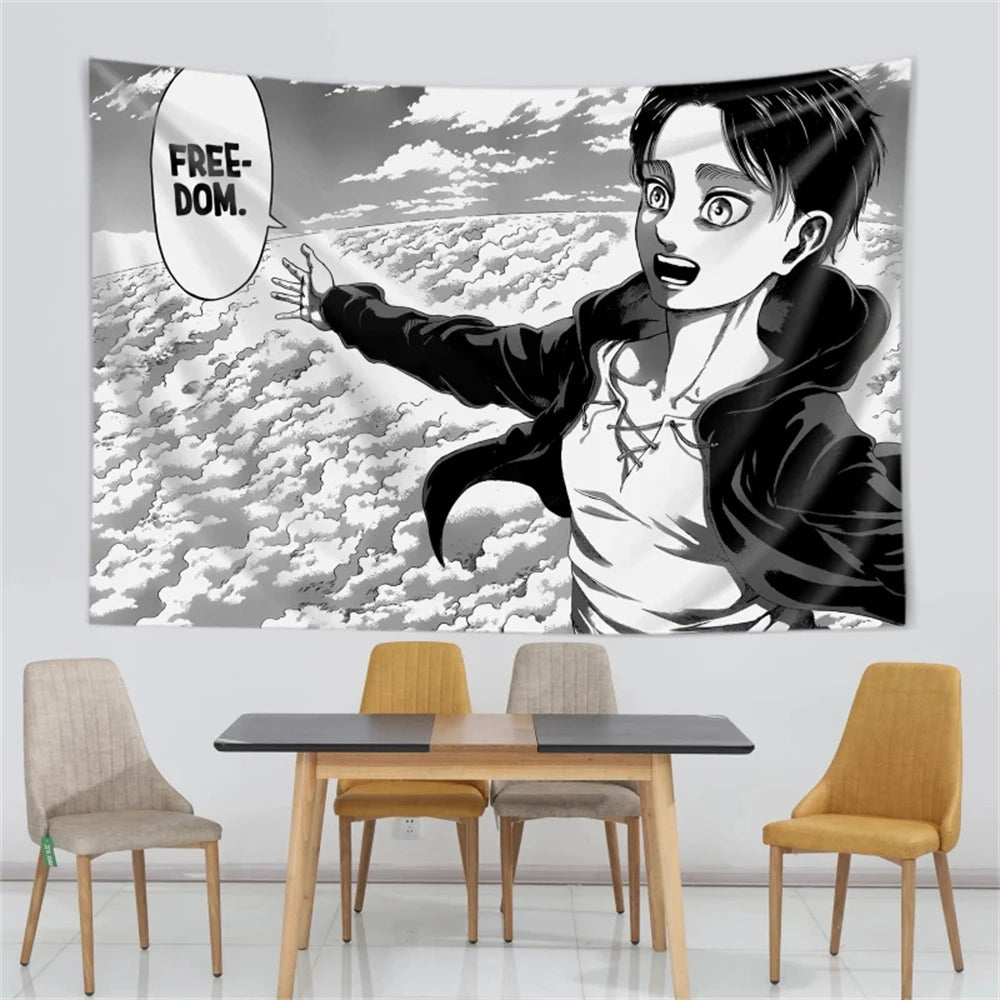 Canvas wall art featuring Eren Yeager as Freedom from Attack on Titan with a dramatic expression