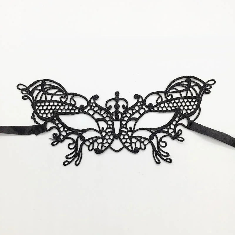 Elegant black lace half face mask for masquerade and costume parties