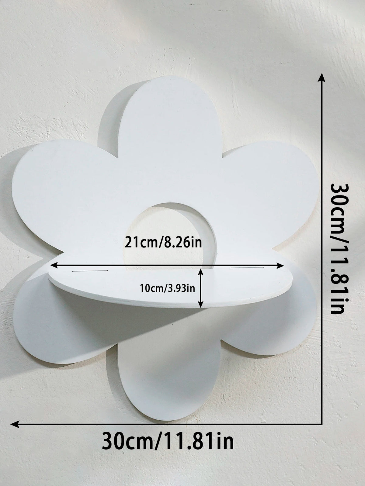 White cherry-shaped wooden wall shelf for boho home decor with a 30cm length.