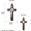 Front and back views of a wooden St. Benedict crucifix pendant set with engraved details