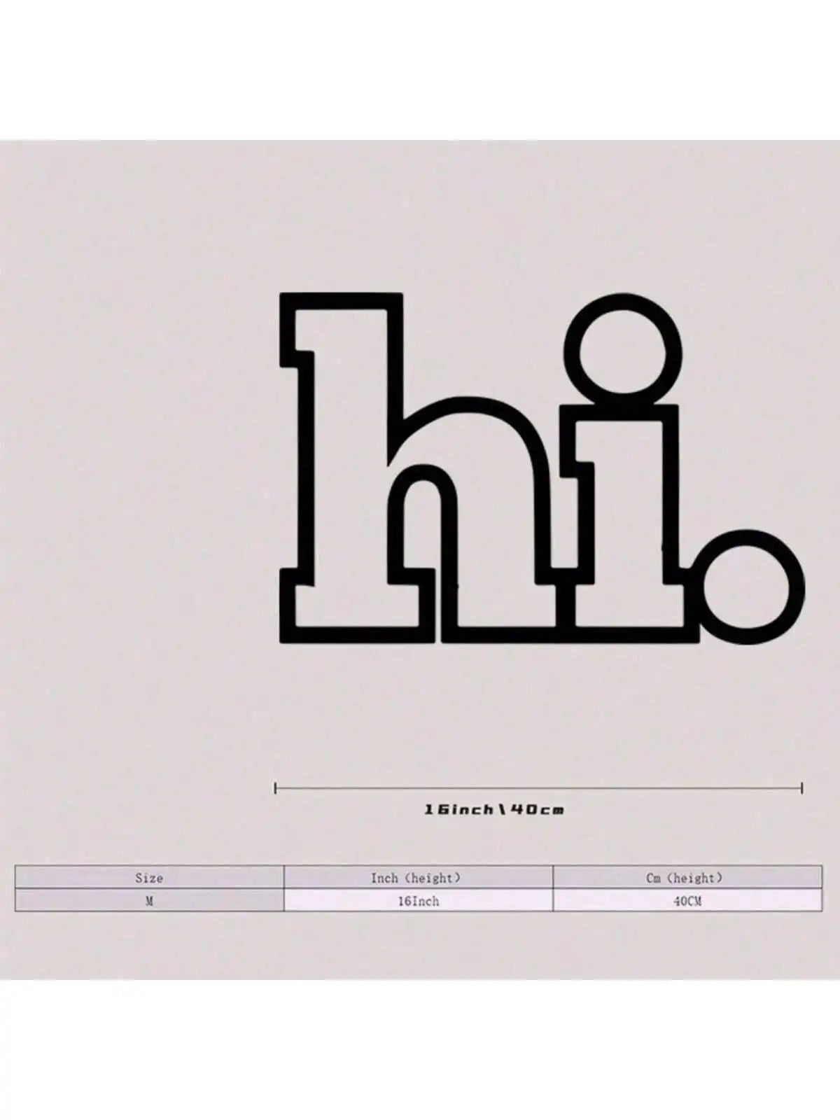 Black line art text HI in a stylized Art Deco font on a light gray background.
