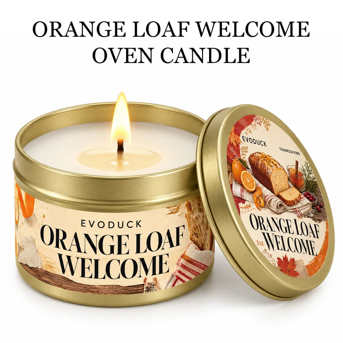 Orange Loaf Scented Candle Set in Gold Tins (4-Pack)