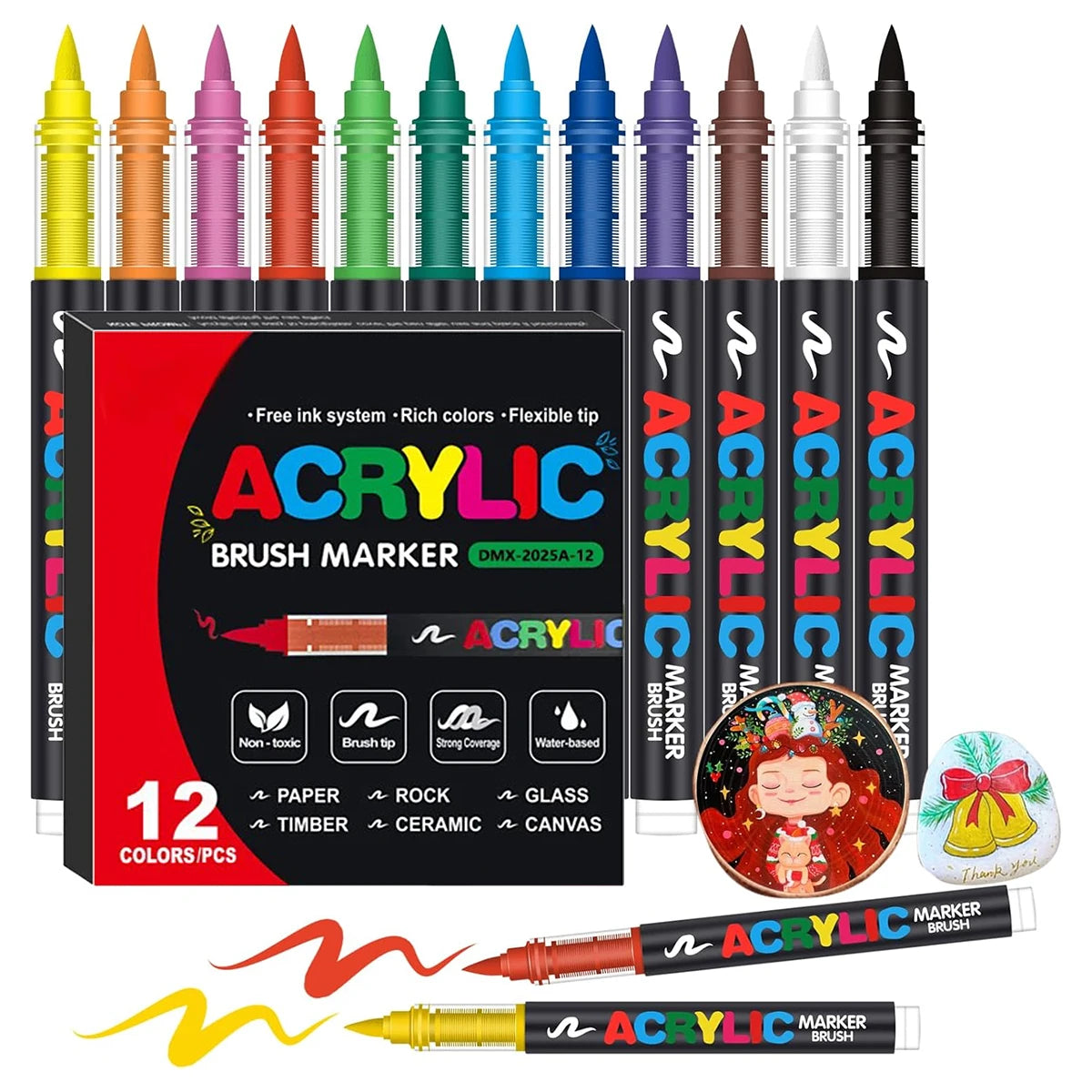 72-Color Acrylic Paint Pen Set with Brush Tips