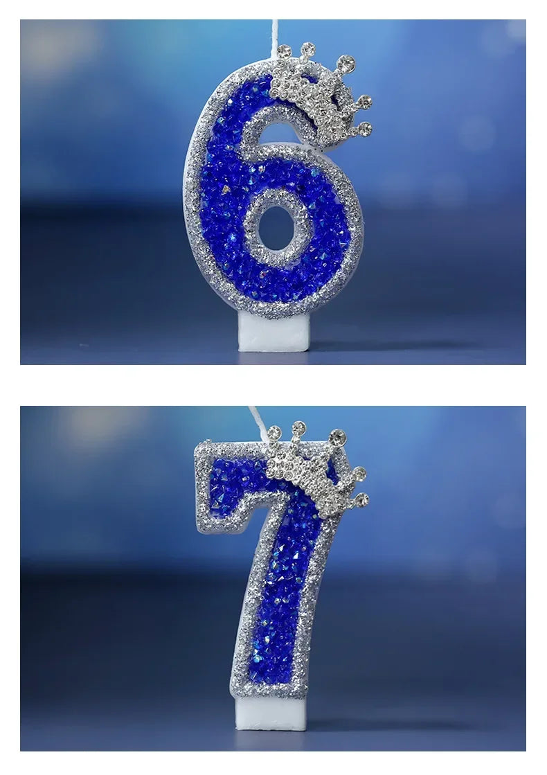 Blue Crown Number Birthday Candle