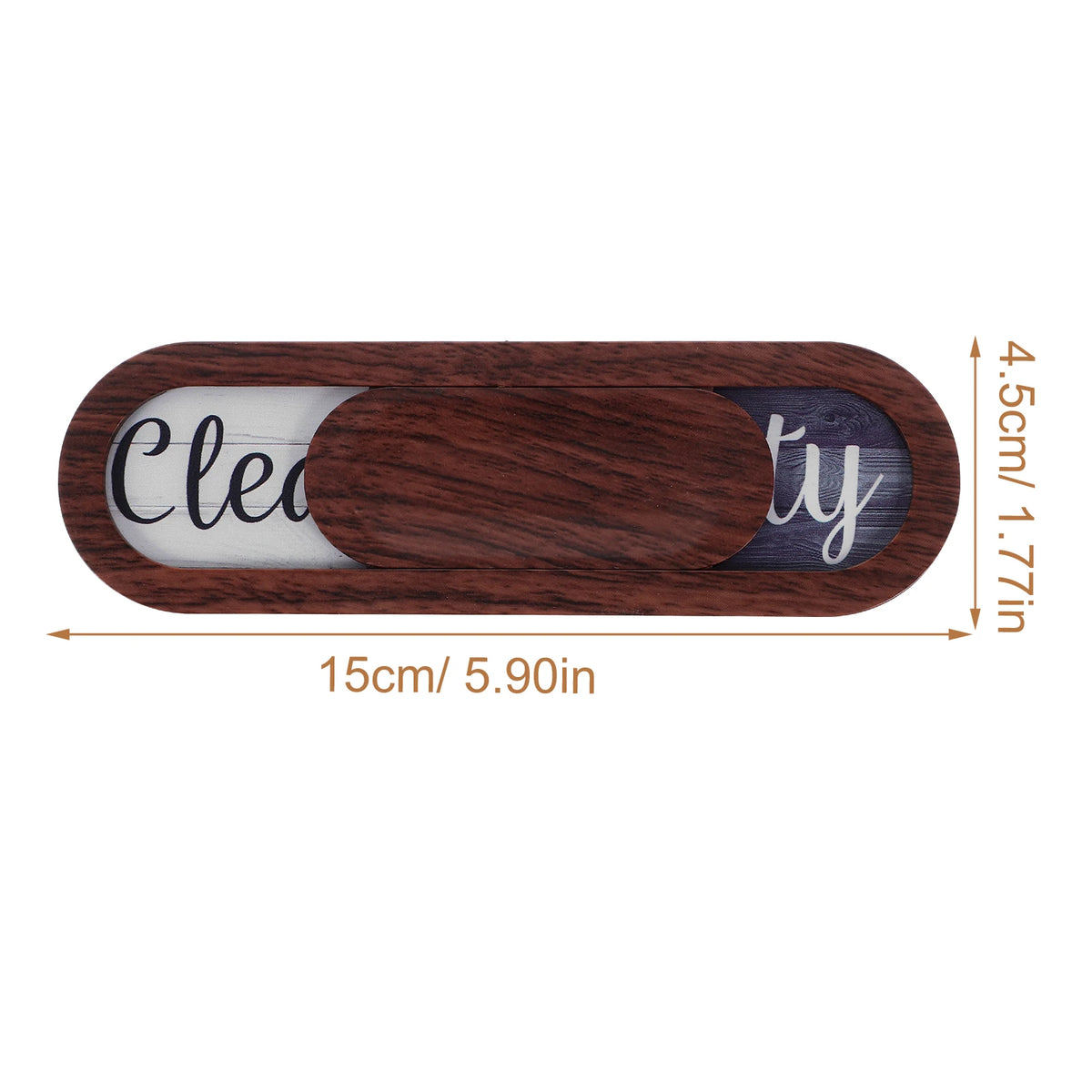A wooden indicator magnet showing the words Clean and Dirty, measuring 15cm long.