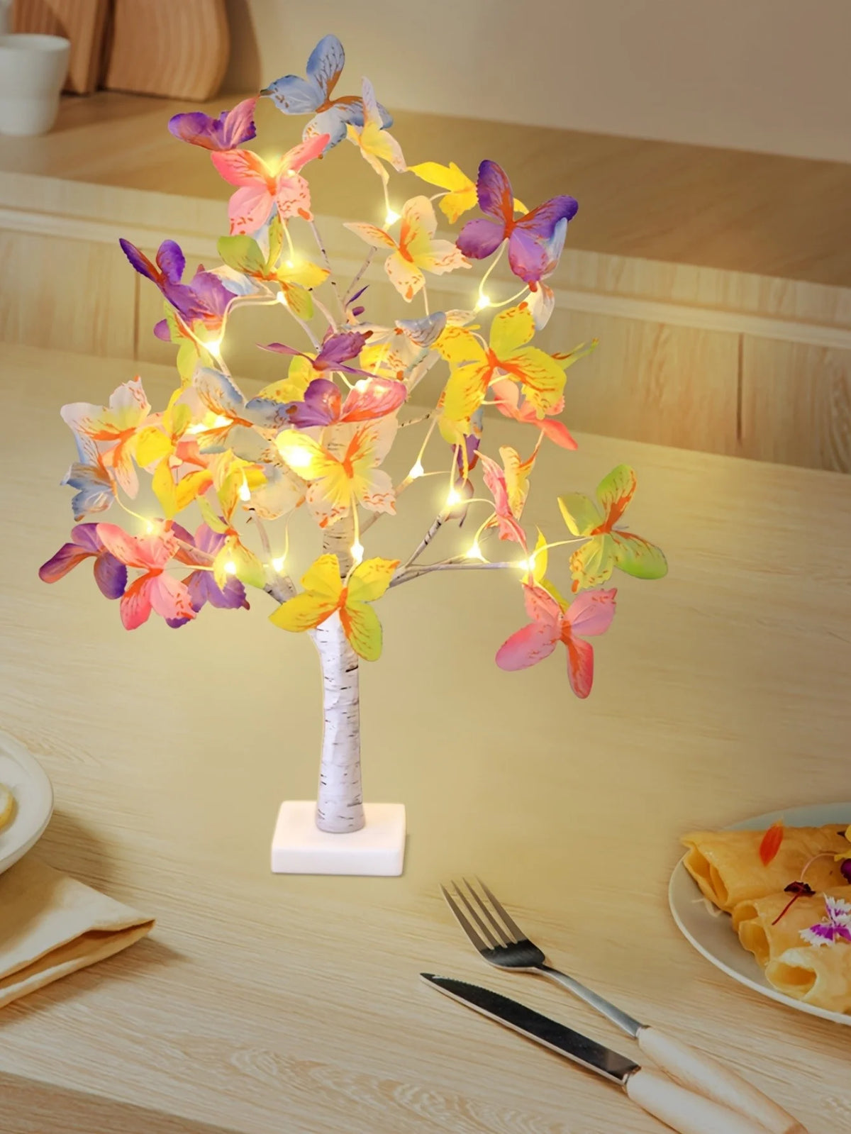 Butterfly Flower Tree Lamp with Warm Glow