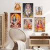A collection of canvas art prints featuring deities like Ganesha, Shiva, and Parvati in vibrant colors.