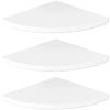 Three white wall-mounted corner shelves shown from a top-down perspective.