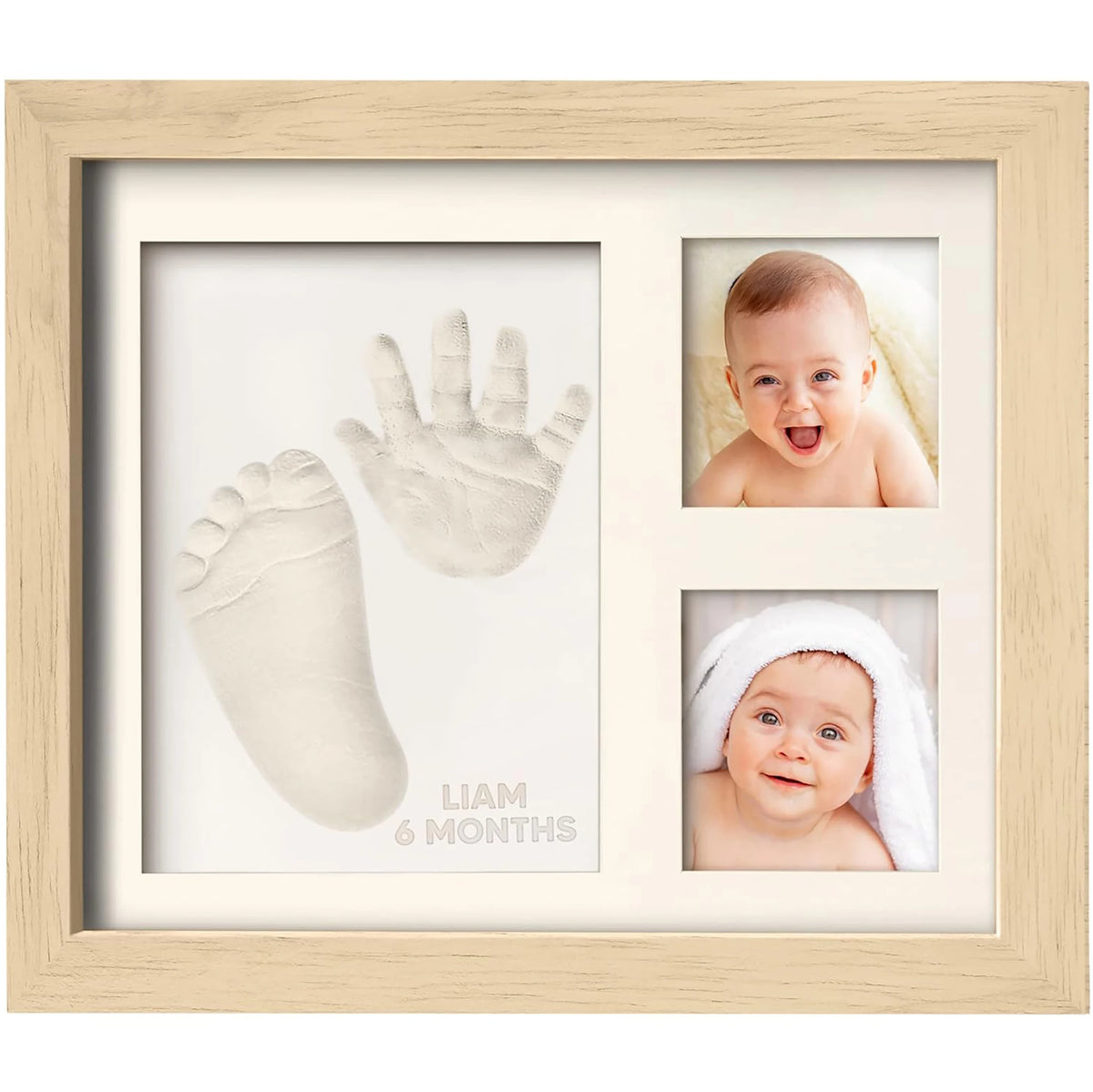 Ash Wood Baby Hand & Footprint Keepsake Kit with Photo Frame