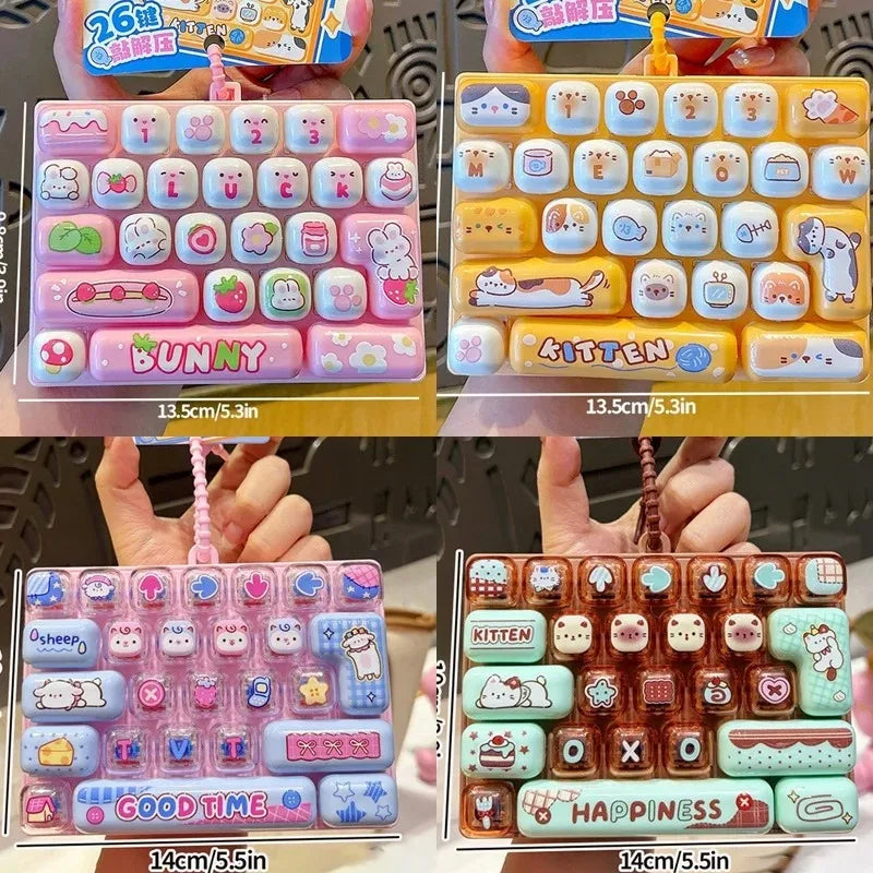 Giant Keycap Fidget Clicker Keychain Set