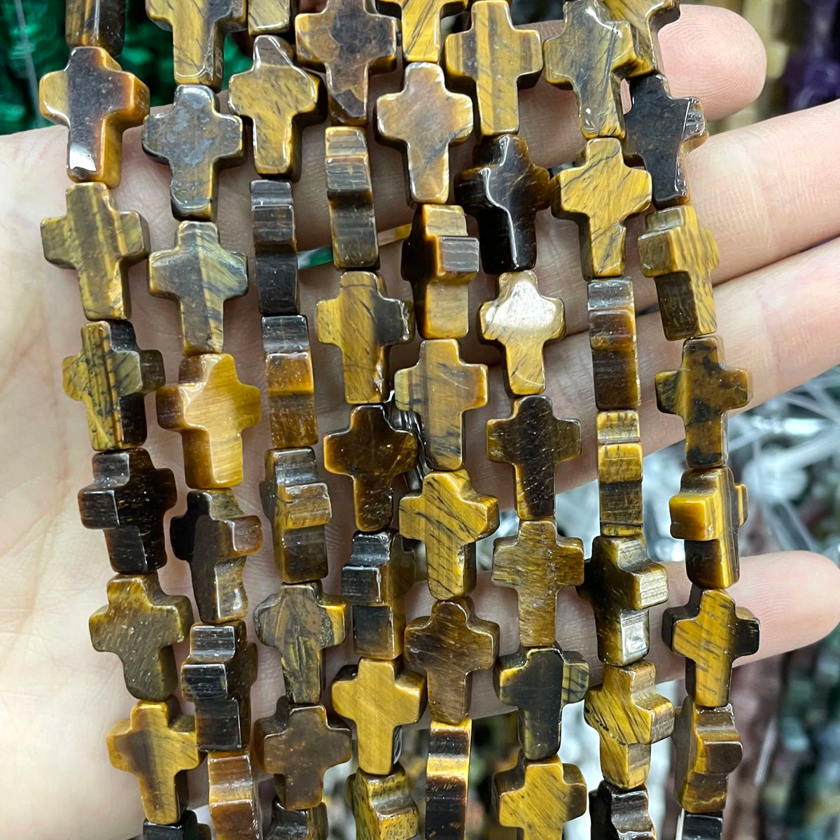 Natural Stone Cross Beads for Jewelry Making