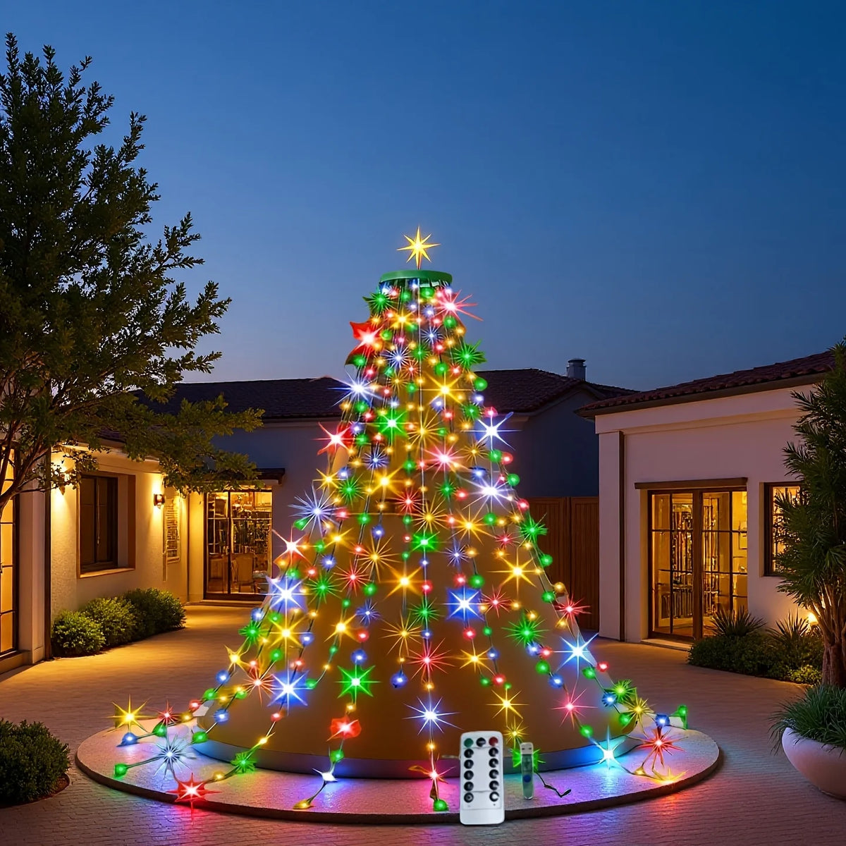 USB-Powered Waterfall Christmas Tree Lights with Remote