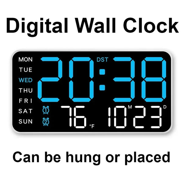 Extra Large Digital Wall Clock with LED Display, Date, Temperature, and Timer