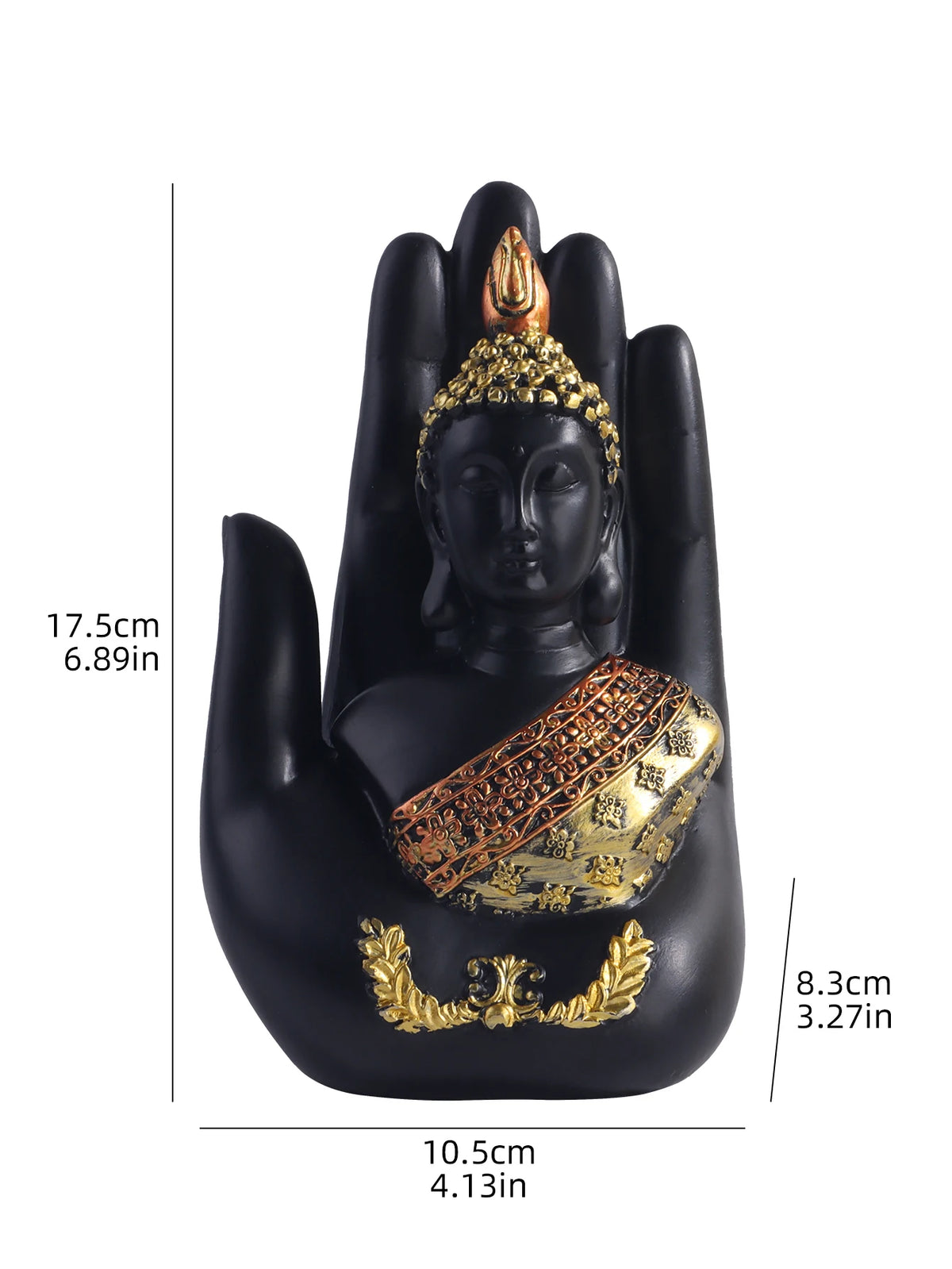 Palm-Sized Buddha Hand Sculpture with Gold Headpiece
