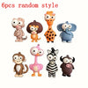 Six random style animal figures in various colors and textures for refrigerator magnets