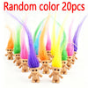 A collection of 20 mini retro troll doll figures in various bright colors like pink, purple, yellow, and green.