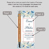 A set of personalized engraved bamboo pens with thank you cards featuring names and a thank you message.