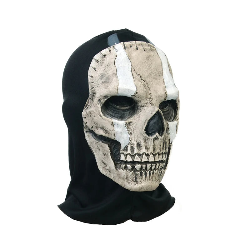 Realistic horror ghost skull latex mask in black and white tones
