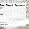 A set of three glass cylinder vases with pillar candles, demonstrating pre-matched warm glow for home décor.